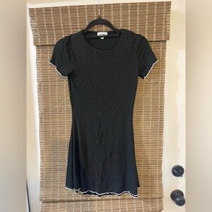 Superdown Black Midi Dress with White Trim